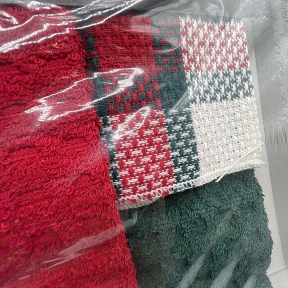 Charles Craft Kitchen Linens Red Green Christmas Dish Towels Plaid - Picture 6 of 6